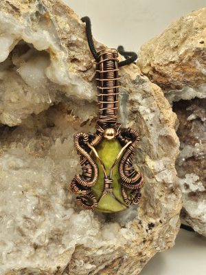 Green Opal in oxidized Copper wire