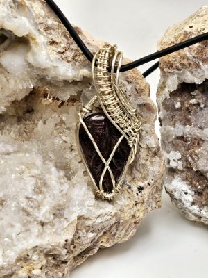 Carved Amethyst in Silver Wire