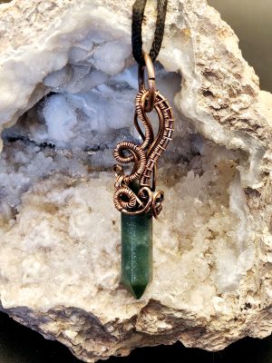 Moss Agate Oxidized Copper Wire Wrap
