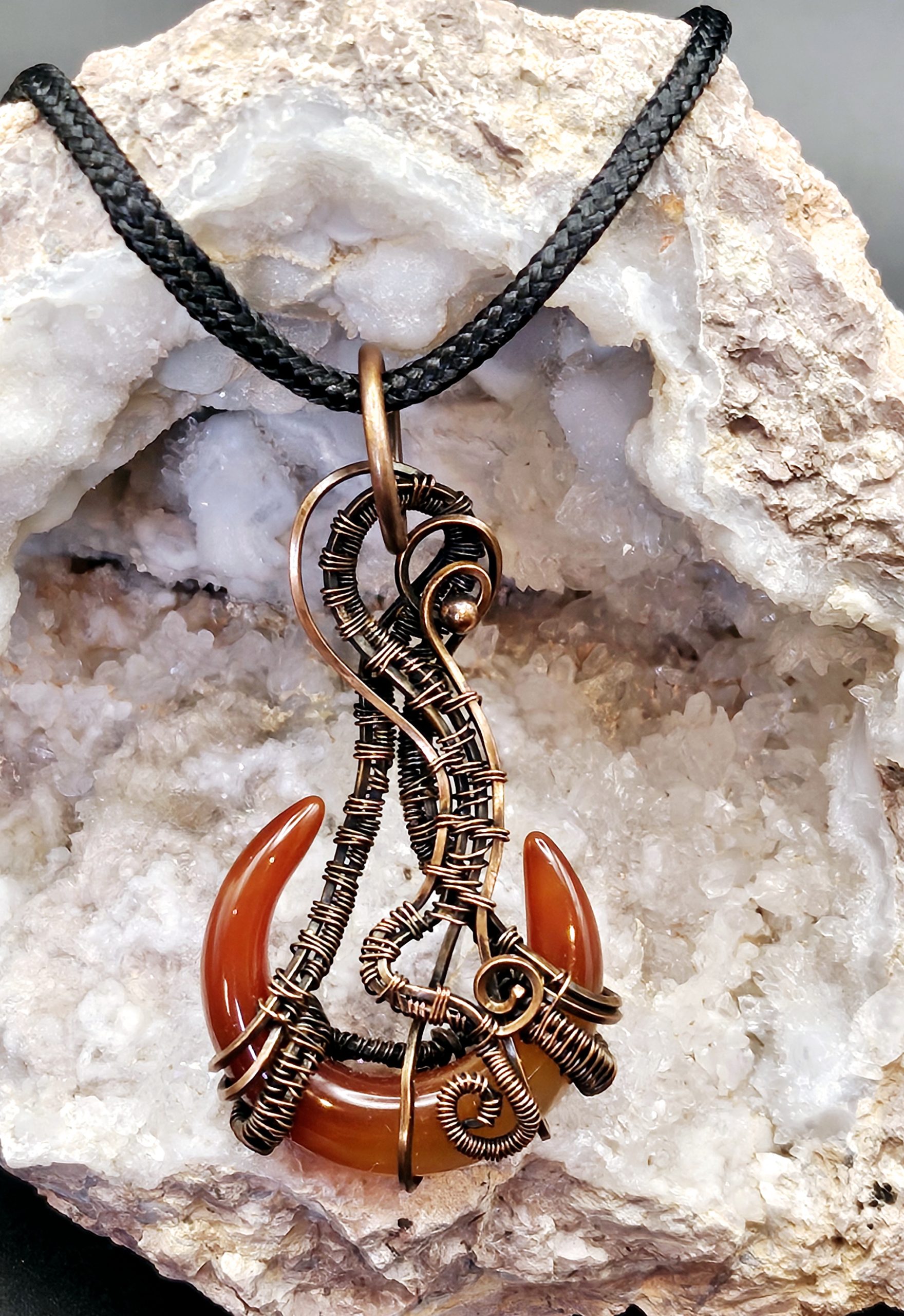 Carnelian Oxidized Copper Wire Wrap