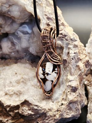 Peanut Jasper wrapped in Oxidized Copper Wire