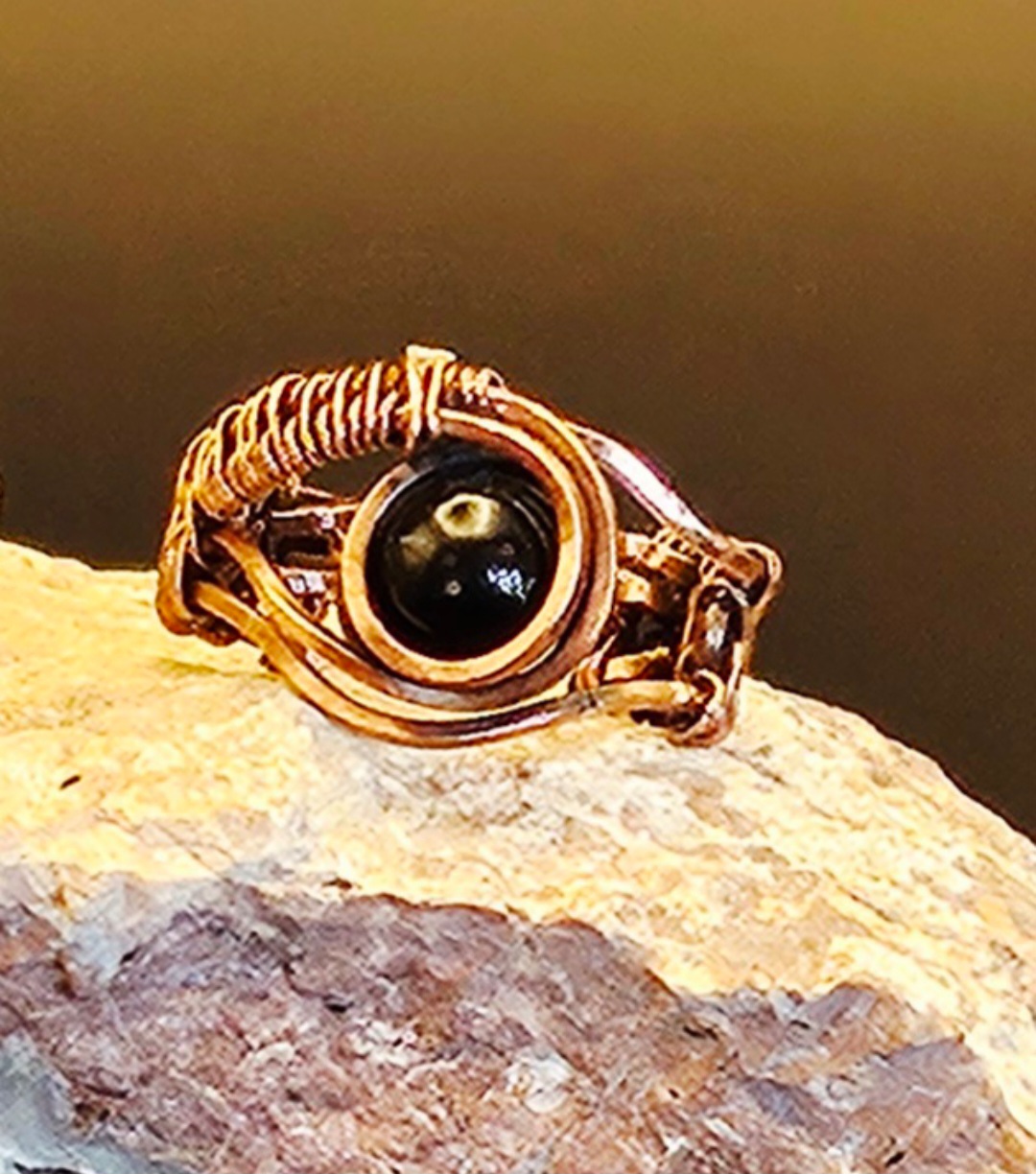 Black Onyx Wire Wrapped Ring