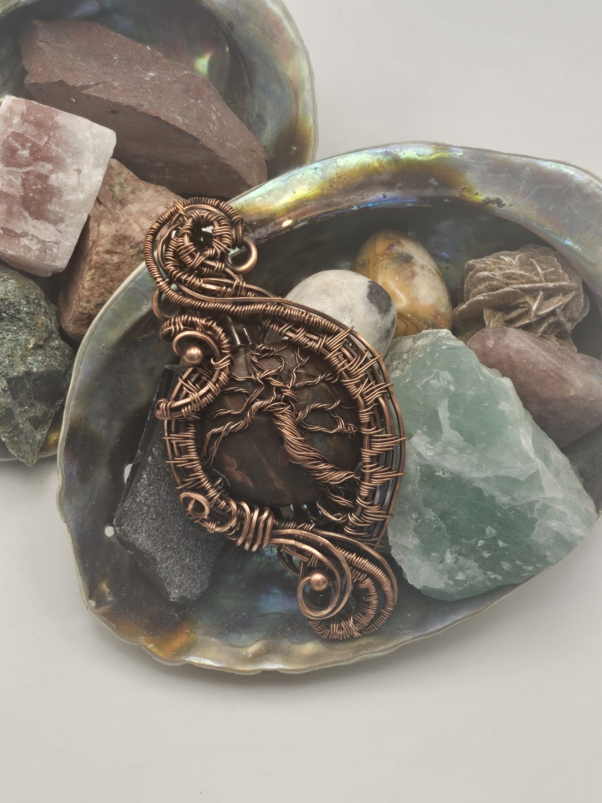 Apple Jasper Tree of Life Hairclip
